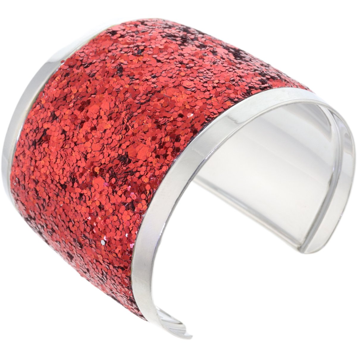 Behave – Bangle – Rood – Zilverkleurig – Glitterafwerking – Statement – Nikkelvrij