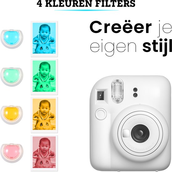 Somstyle Set Accessoires de vêtements pour bébé de Luxe adapté pour Fujifilm Instax Mini 12 – Étui étanche avec sangle de transport et plus encore – Wit