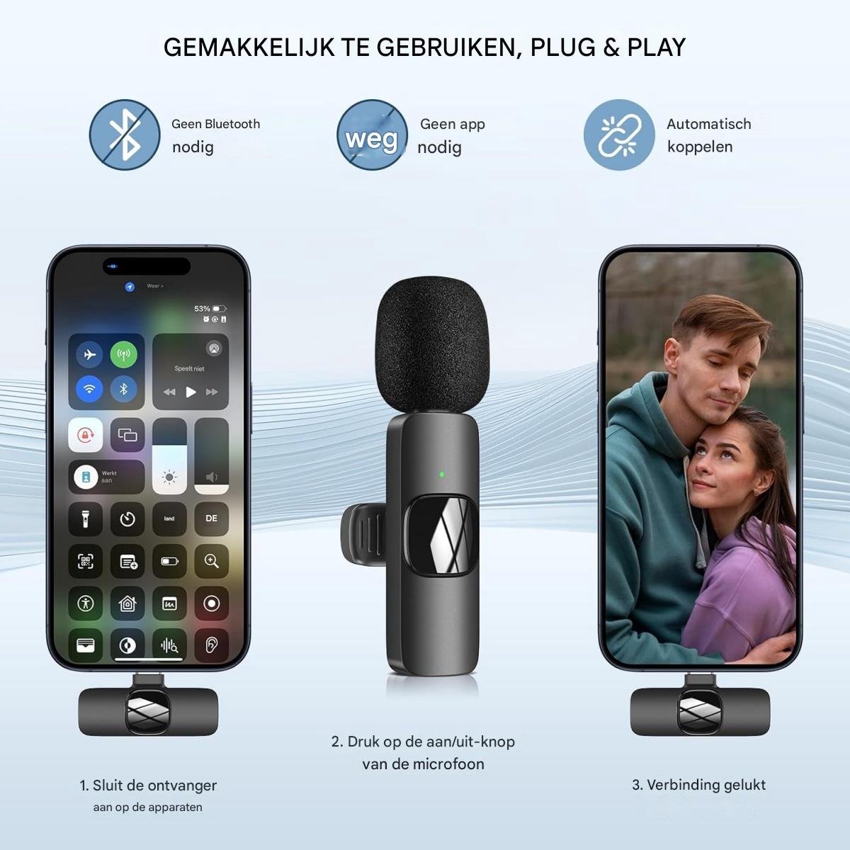 Micro Cravate Sans Fil Pour IPhone - Lot De 2, Réduction De Bruit, 8h Autonomie, Plug & Play, Parfait Pour Vlog, Interview