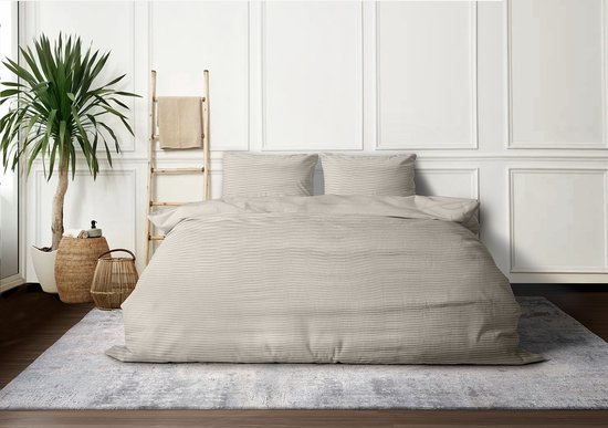 Eleganzzz Dekbedovertrek Serenity Flow - Sandy Beige - Dekbedovertrek 140x200/220cm - Micropercal - Eenpersoons - Dekbedovertrekken - Effen Dekbedovertrek — afbeelding 3