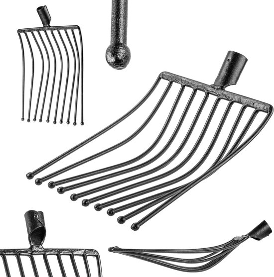 KADAX Aardappelvork zonder steel, bietenvork van robuust staal, steenvork, aardappelvork, stenen vork, draadvork, spitvork, hooivork, graafvork (Zwart 9 tanden KADAX Aardappelvork zonder steel, bietenvork van robuust staal, steenvork, aardappelvork, stenen vork, draadvork, spitvork, hooivork, graafvork (Zwart 9 tanden