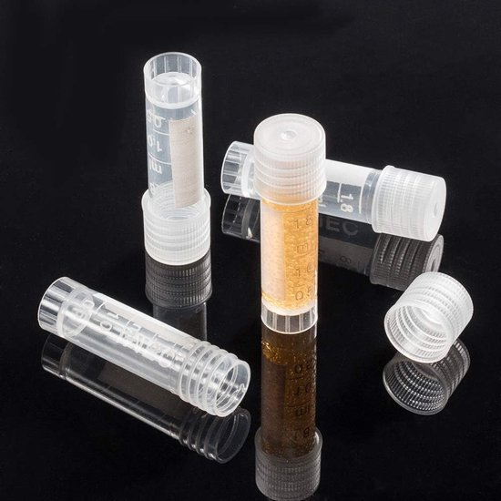 50 Pack Plastic Meetbuisjes voor Etherische Oliën - Miniflesjes met Druppels voor Chemie Lab, Parfums en Cosmetica - 1 ml — afbeelding 4