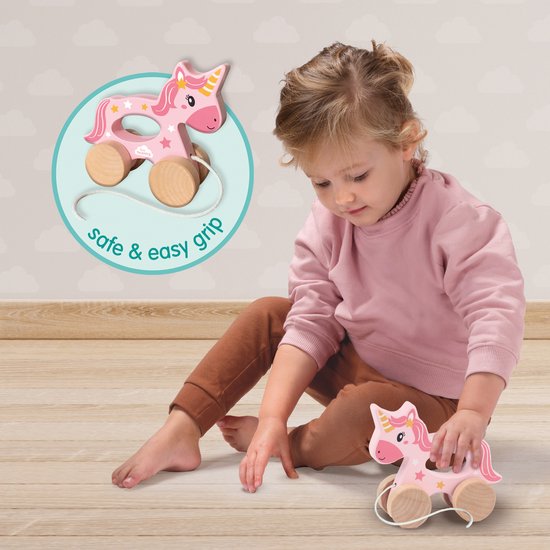 SES - Tiny Talents - Trekdier 2 in 1 houten unicorn - Montessori - op maat gemaakt voor kinderhandjes - eenhoorn trekdier - Unicorn Speelgoed - Speelgoed 2 Jaar van SES — afbeelding 3