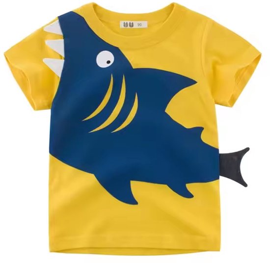 Mode -shirt enfant - Poisson avec vraie nageoire - Fashion - Requin - 5 à 6 ans