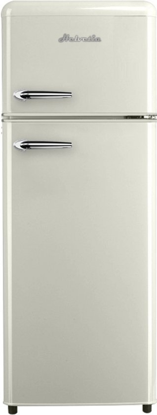 Helvetia Retro Koelvriescombinatie 206L Crème 4 sterren vriezer Vintage stijl 2-deurs 144 cm hoog