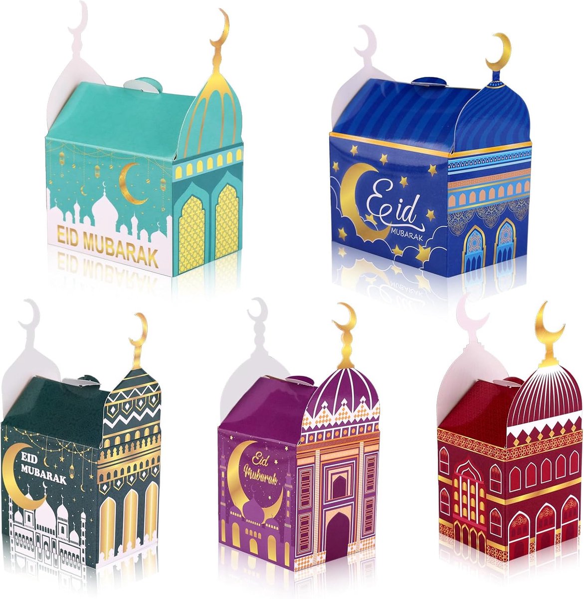Allecta - Ramadan Geschenkdoos 30 stuks | Eid Mubarak Opvouwbare Goodieboxen Papieren Feestgunstdozen | Moslimfeesten Cadeaus Snoep Taarten