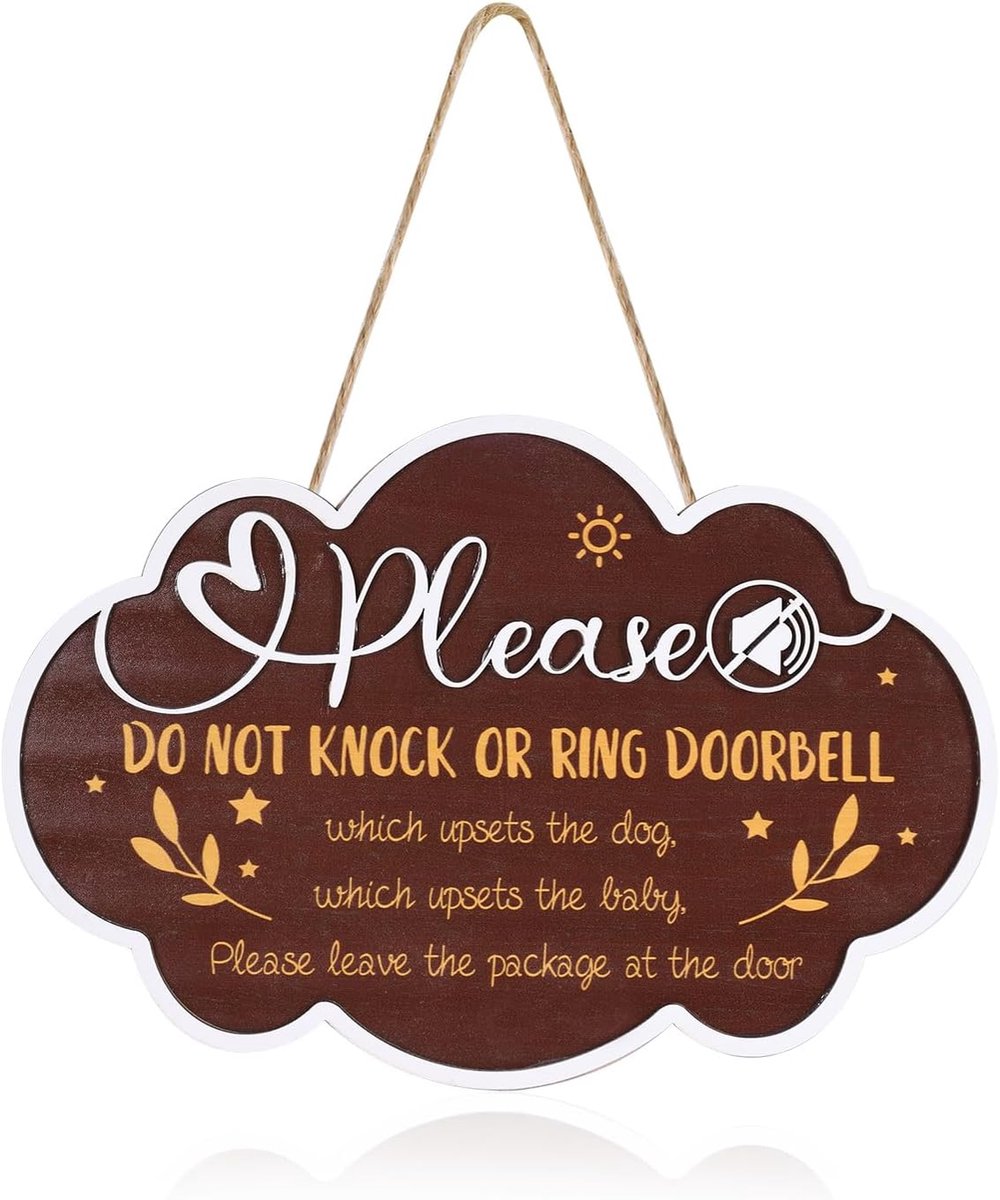 Image of 3D Houten Baby Sleeping Plaat - Hangend Baby Sleeping Sign met Touw voor Baby Kamer - Nursery - Slaapkamer - Voordeur Decoratie Geschenken