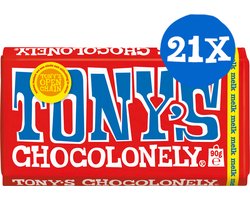 Tony's Chocolonely - Melk - chocolade - 90 gram - 21 stuks