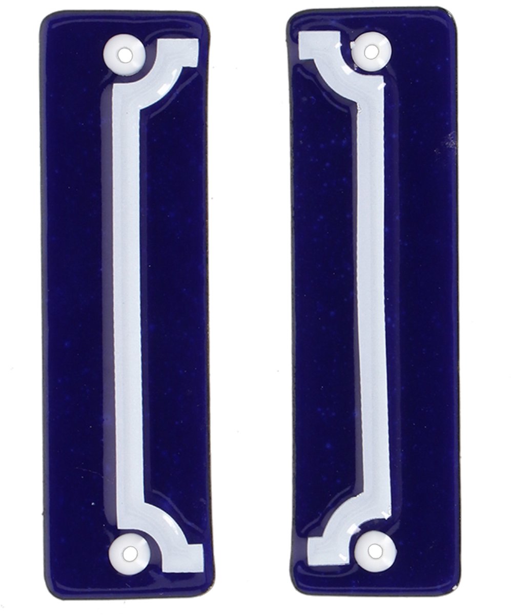 Best for Boots huisnummer eindstuk - 2x stuks - oudhollands - emaille - 3 x 12 cm - blauw/wit