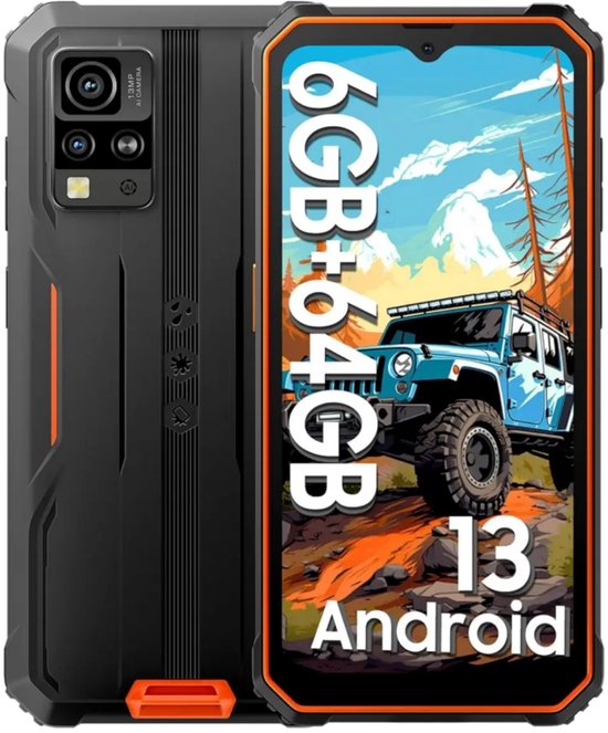 Blackview BV4800 - Robuuste Smartphone - 64GB - 6,56 inch - Dual 4G LTE - Android 13 - IP68 Waterdicht - NFC - GPS - Oranje