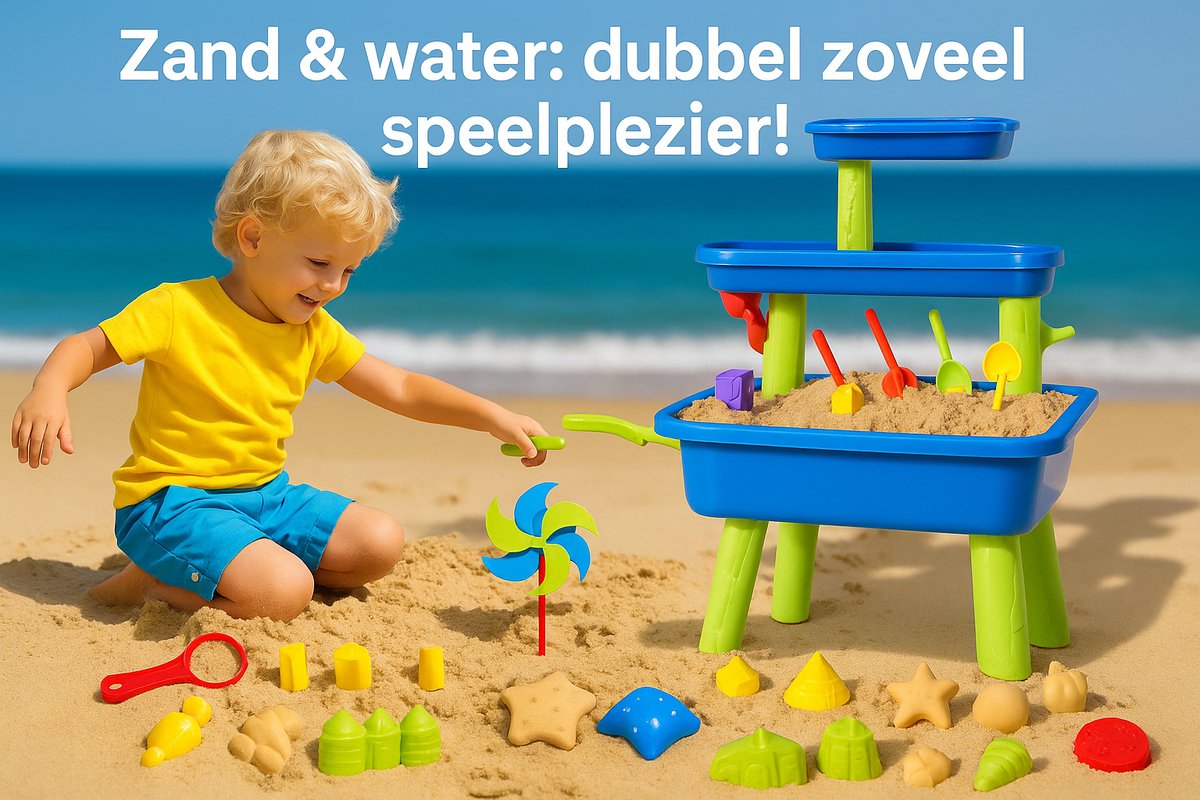 Watertafel & Zandtafel in één - 36-delig Buitenspeelgoed - Water speelgoed voor kinderen - 3-laagse watertafel - Hoogte van 71 cm — afbeelding 7
