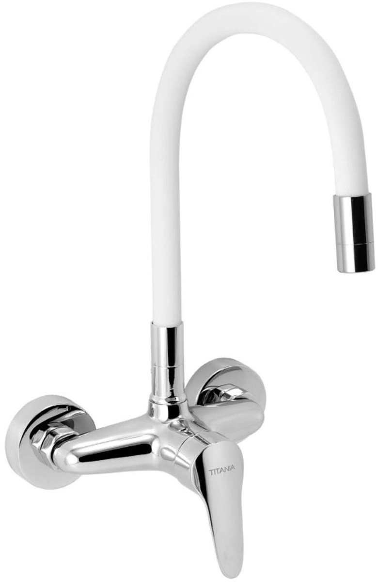 Novaservis Titania Iris New - Keukenkraan met flexibele arm, wit/chroom 94480,0B