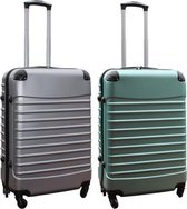 Travelerz kofferset 2 delig ABS groot - met cijferslot - 69 liter - zilver – groen