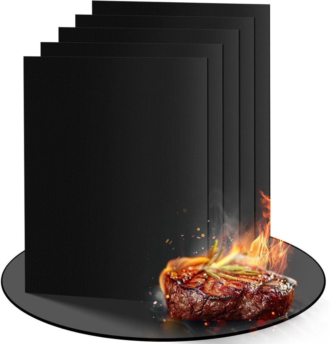TOVBMUP 5 Stuks Grillschalen - BBQ Grillmatten - 40x33cm - Herbruikbaar, PFOA-vrij, Anti-aanbaklaag, Hittebestendig tot 260°C - Geschikt voor Alle Soorten Barbecues - Makkelijk Schoon te Maken en Op Maat Te Knippen