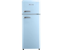 Helvetia Retro Koelvriescombinatie HRDPER206ELB1 - Lichtblauw - 144 cm Hoog - 4ster Vriezer - Vintage - 206 Liter