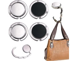 4pcs Handbag Holder - Tafel Vouw Haak - Creatieve Cadeaus voor Restaurant en Kantoor (Zwart + Grijs)