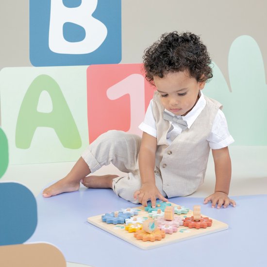 New Classic Toys - Puzzle en bois avec Engrenages rotatifs Jardin - FSC