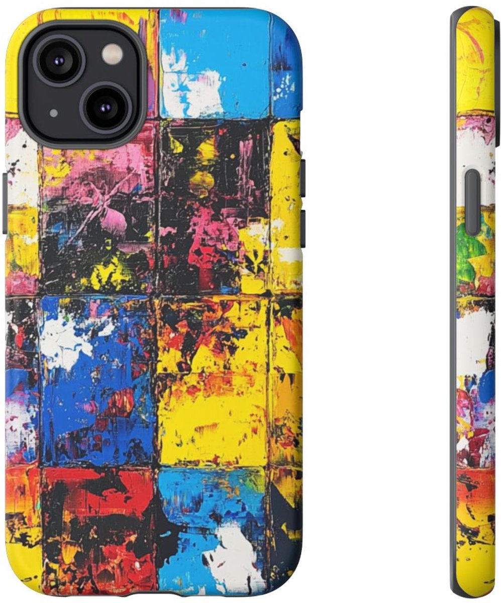 Abstracte Kleurrijke Vierkanten – Telefoonhoesje Geschikt voor iPhone 14 Plus