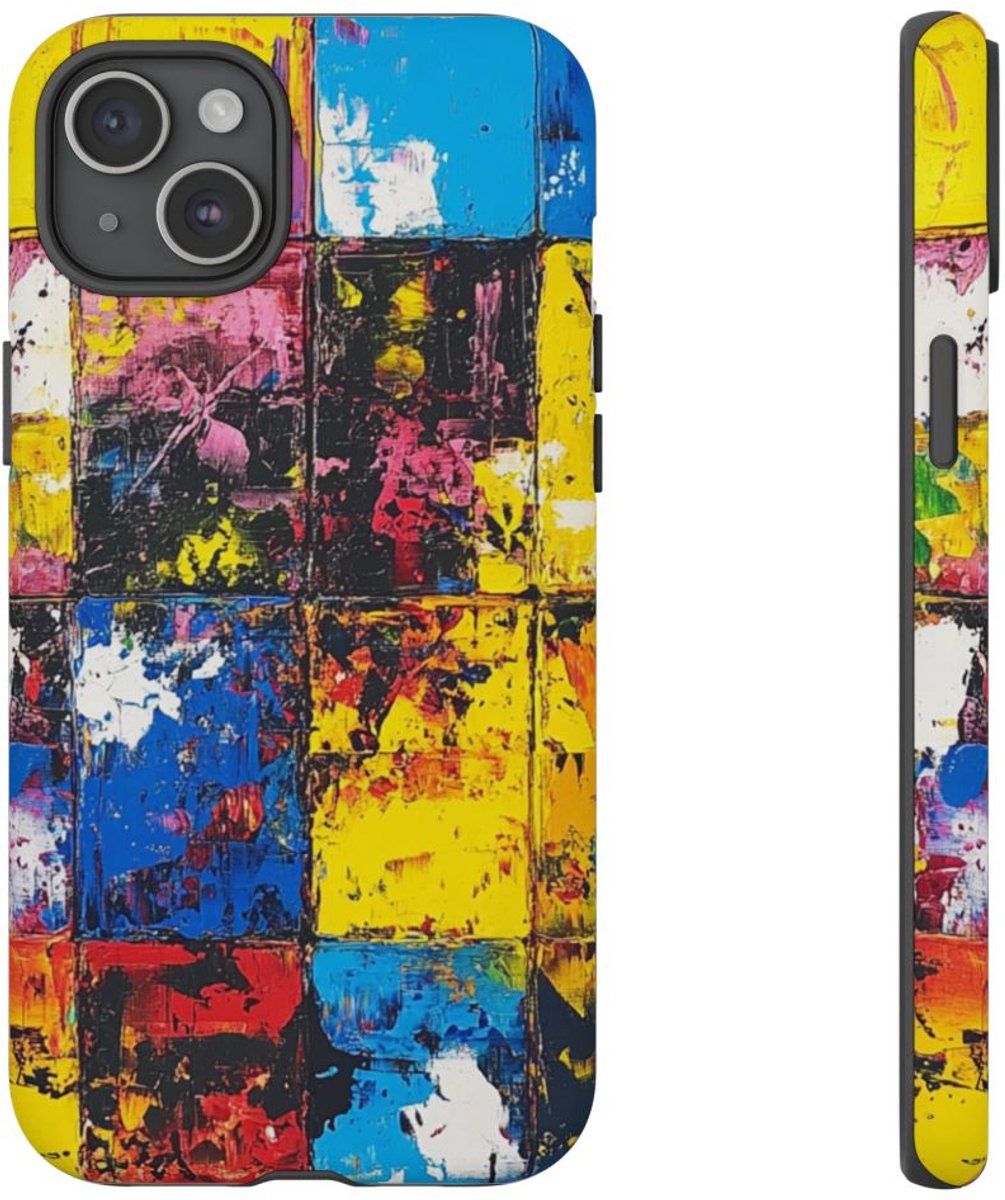 Abstracte Kleurrijke Vierkanten – Telefoonhoesje Geschikt voor iPhone 15 Plus