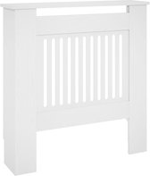 FATIVO Wood Radiator Cover, Vertical Slats, 101 x 78 x 19 cm, White, Painted MDF Country House Style, for Bedroom, Living Room, Office