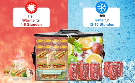 Koeltas - Groot 37 L - 42*28*30cm - Koelbox Opvouwbaar - draagriem - Waterdicht - Lekvrij - Grote IJszak - Thermische Tas - Picknicktas - Lunchzak Warme Tas - Geschikt voor Kamperen BBQ Kantoor Picknick Werk - grijs van Merkloos — afbeelding 2