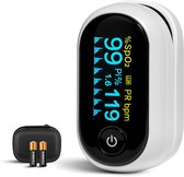 Auriva® Saturatiemeter - Saturatiemeter - zuurstofmeter vinger - Oximeter - Hartslag - CE Certificatie - NL EN - Koord + Batterijen + Tasje