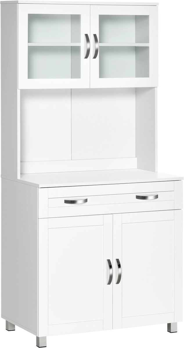HOMCOM-Buffet met buffetkast - E1-klasse spaanplaat - 80x48x170cm - Wit