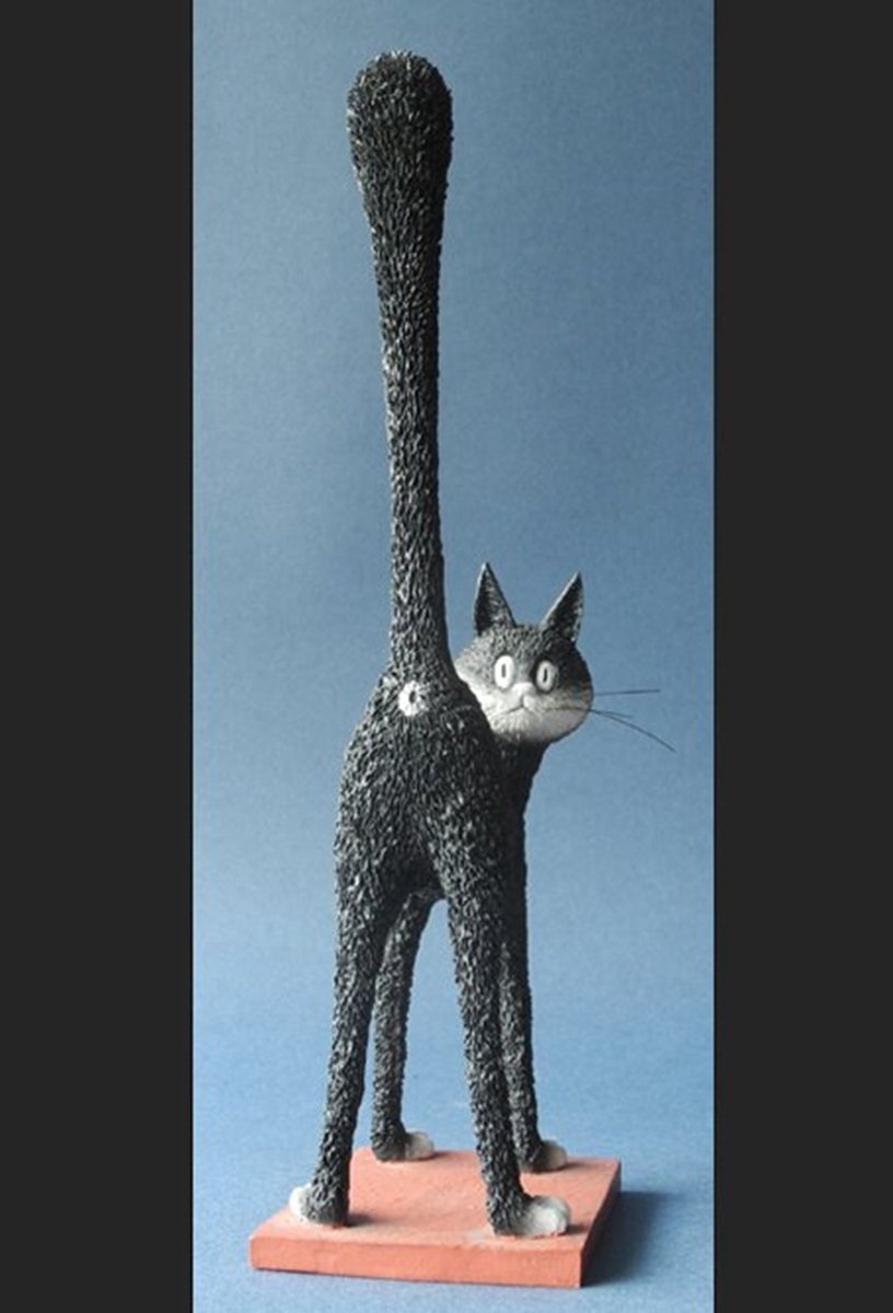 Parastone Kattenbeeldje - Dubout cat - Het derde oog - De kattenkont - 24 cm zwart rood