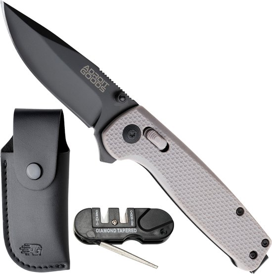 AdroitGoods Survival Zakmes Outdoor - G10 Handvat & D2 Staal - Lichtgrijs
