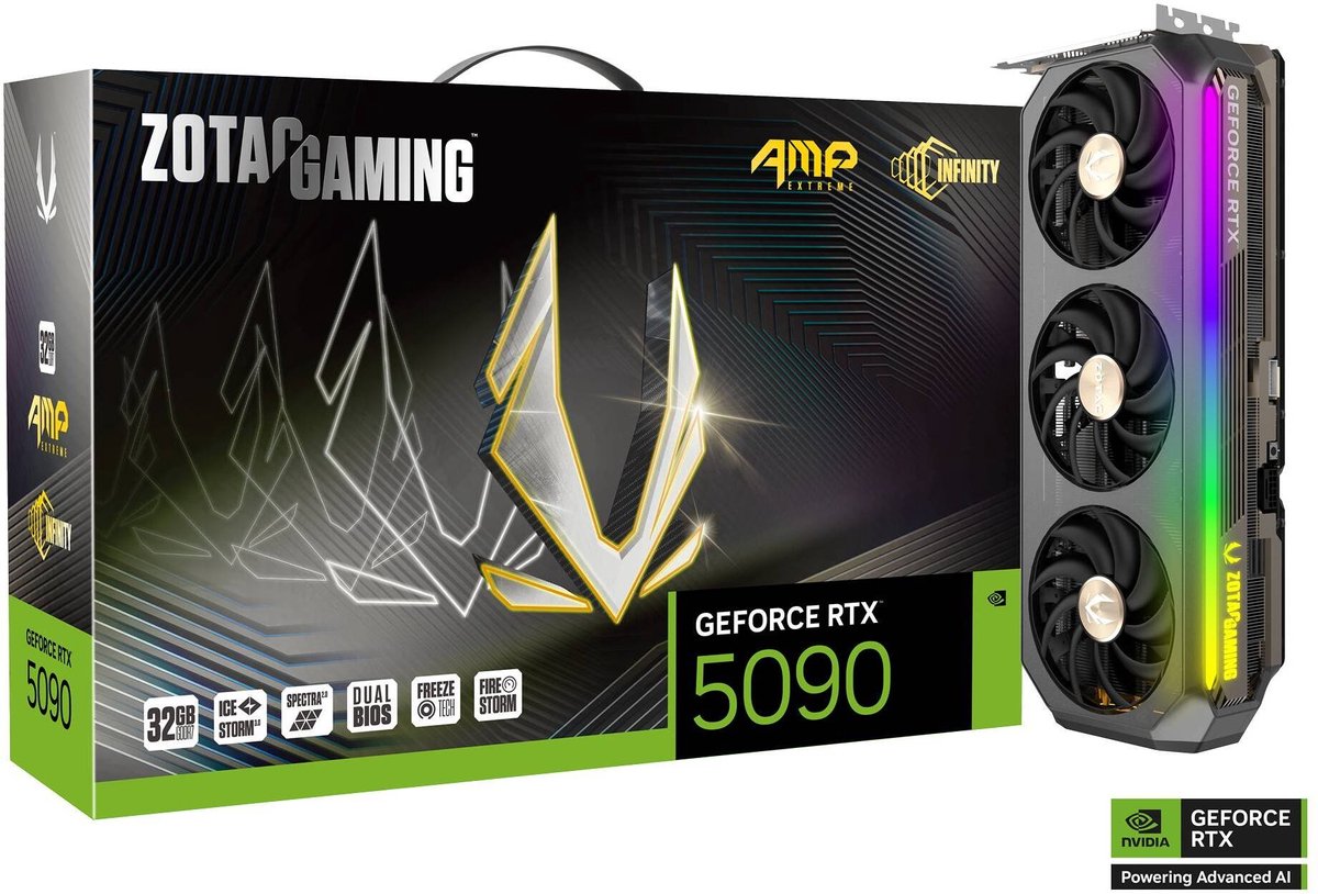 ZOTAC GAMING GeForce RTX 5090 AMP Extreme INFINITY - Videokaart - 32GB GDDR7 - PCIe 5.0 - 1x HDMI - 3x DisplayPort