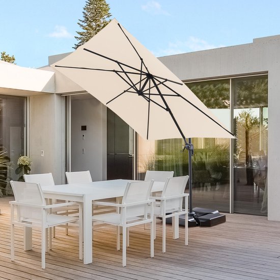 ACAZA Parasol Déporté Inclinable 250x250 cm - Parasol Déporté Fort - Wit Cassé