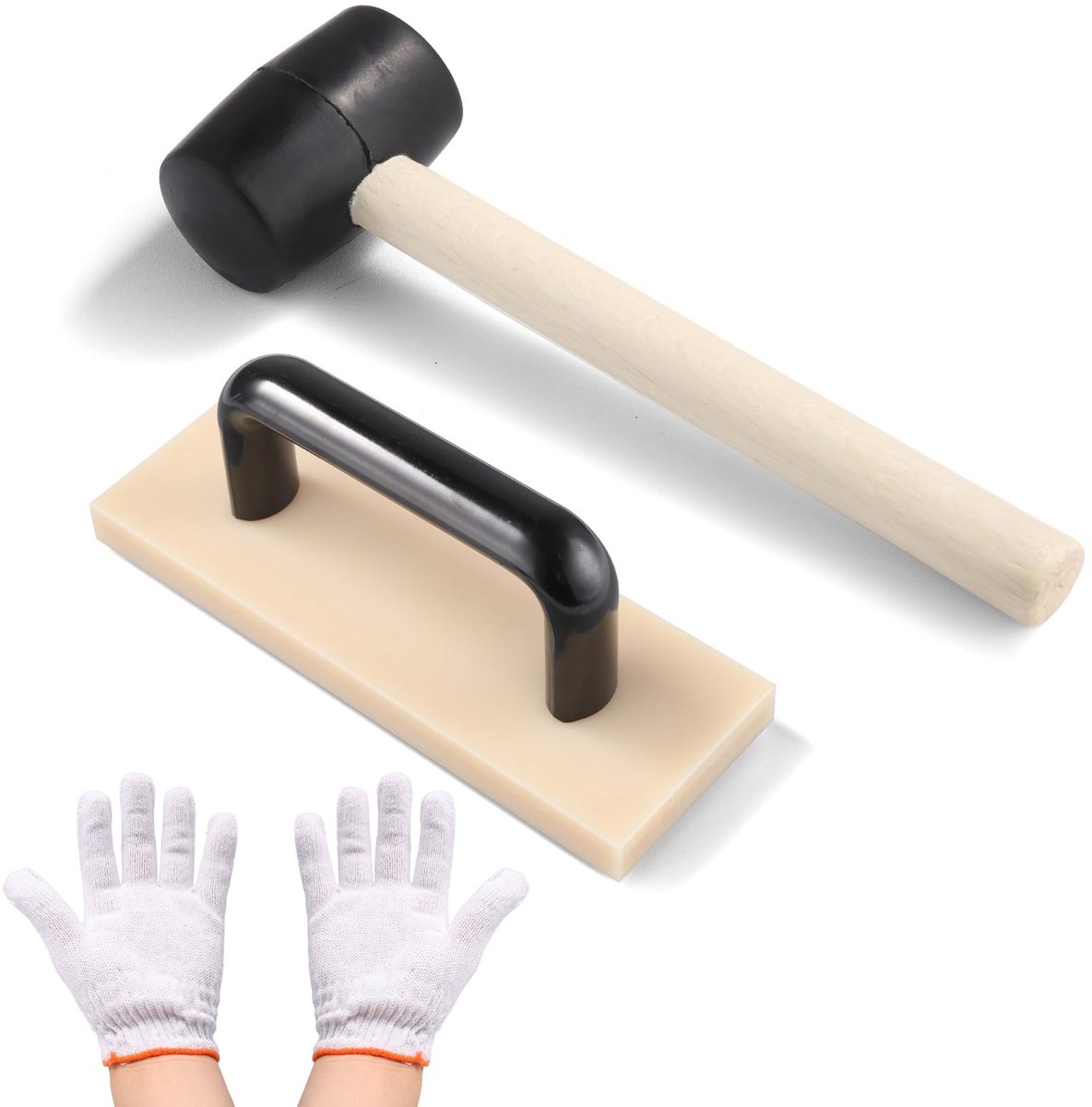 Ibenzoa® Laminaatvloer Gereedschap Set met Slagblok, Dubbelzijdige Gummihamer en Handschoenen voor Vloerinstallatie