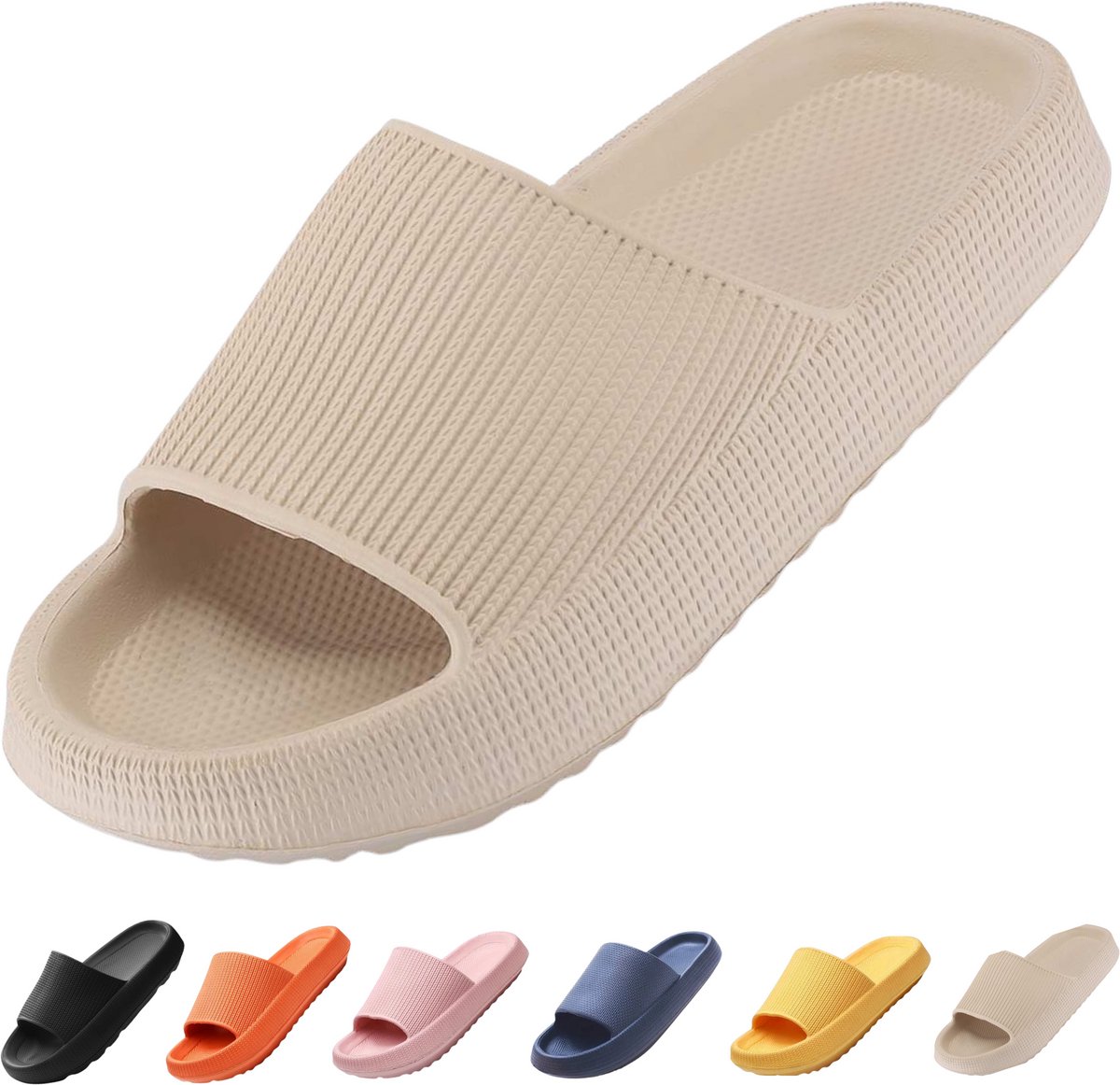 Vivva - Zachte Slippers - Badslippers - Hotelslippers - Slides - Pantoffels - Sloffen - Anti-Slip - Beige - Maat 42/43 - FLIPSY