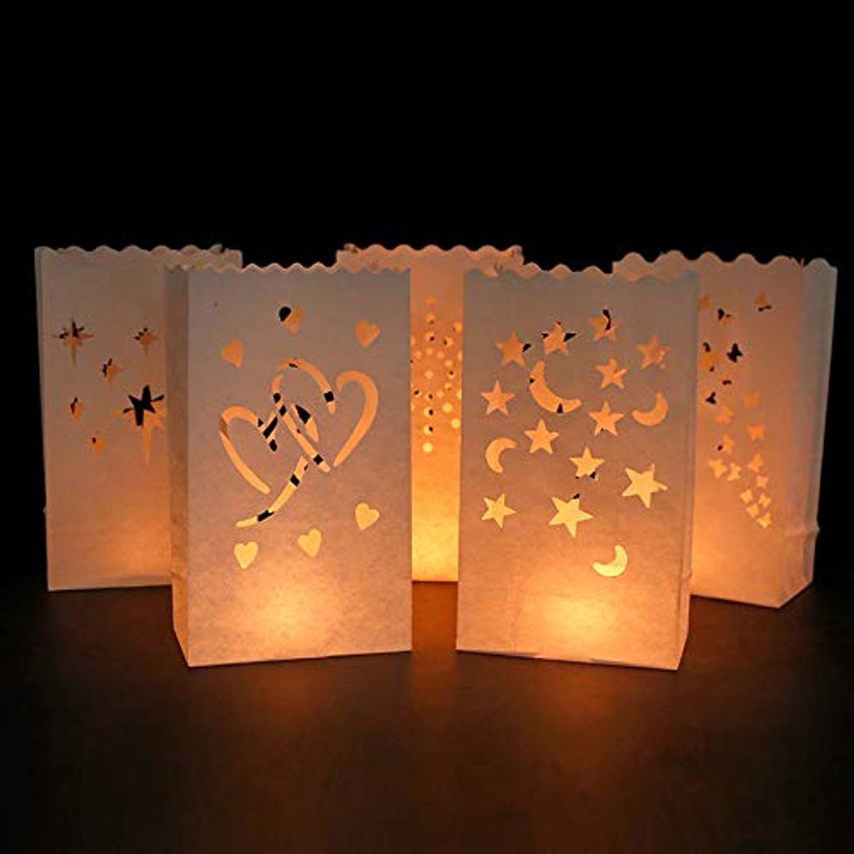TRANKIELO® - Set van 10 Vlamvertragende Theelichtzakken – Wit Papier – Veilig en Herbruikbaar – Voor Feesten, Verloving, Huwelijk, Kerst – Afmetingen 15 x 9 x 26 cm