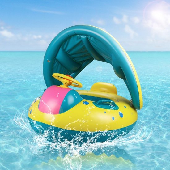 Opblaasbare Baby Zwemband met Zonnekap Serie - Veiligheidsstoel - Voor 6-36 Maanden - UV Bescherming - Inclusief Opbergtas