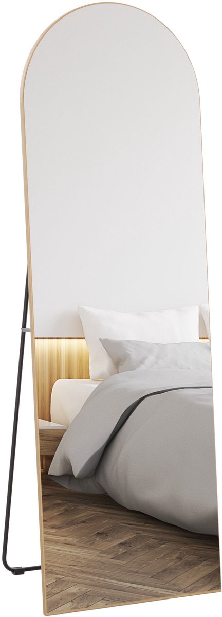 HOMCOM - Spiegel op ware grootte - Glas - 50x3,6x150cm - Goud