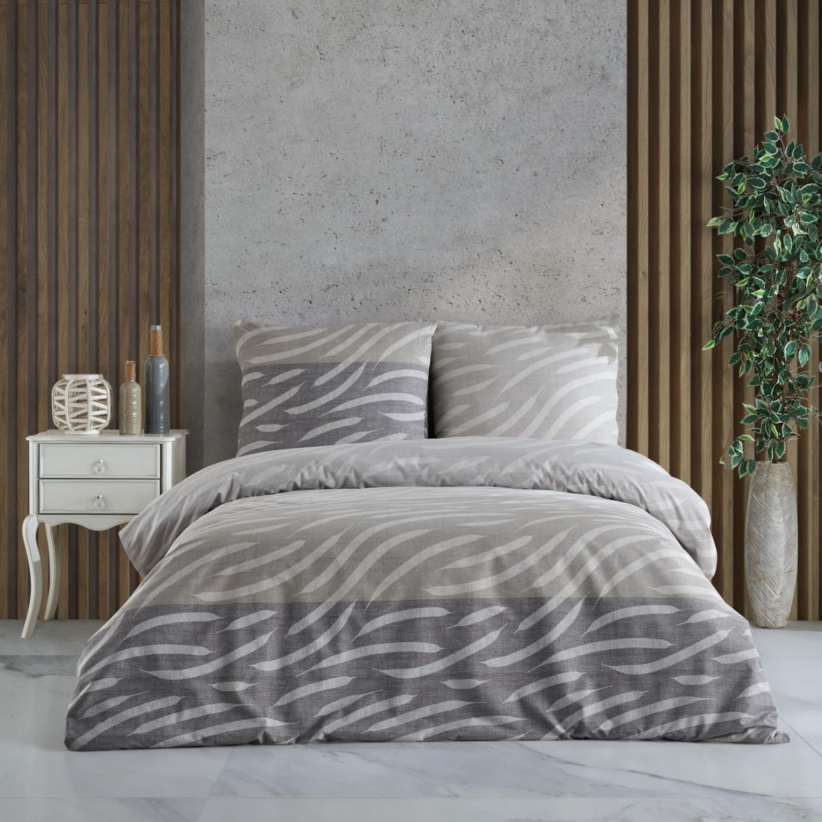 Ibenzoa® Beddengoedset van katoen met ritssluiting in luxe en ademend ontwerp, inclusief kussensloop