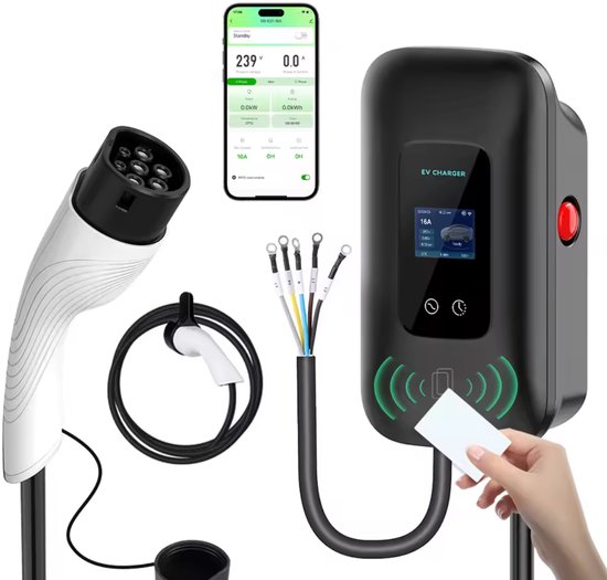Bar2Charge 11kW Wallbox Laadpaal – 3-Fase 16A – Type 2 – App Control – IP65 – 5m Kabel – Voor EV & Hybride Auto’s kopen - beste keuze voor wallbox laadpaal