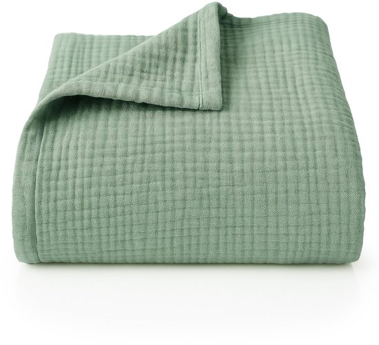 Foto: Blumtal bedsprei katoen mousseline oeko tex gecertificeerd lichtgewicht sprei 150 x 200 cm mintgroen