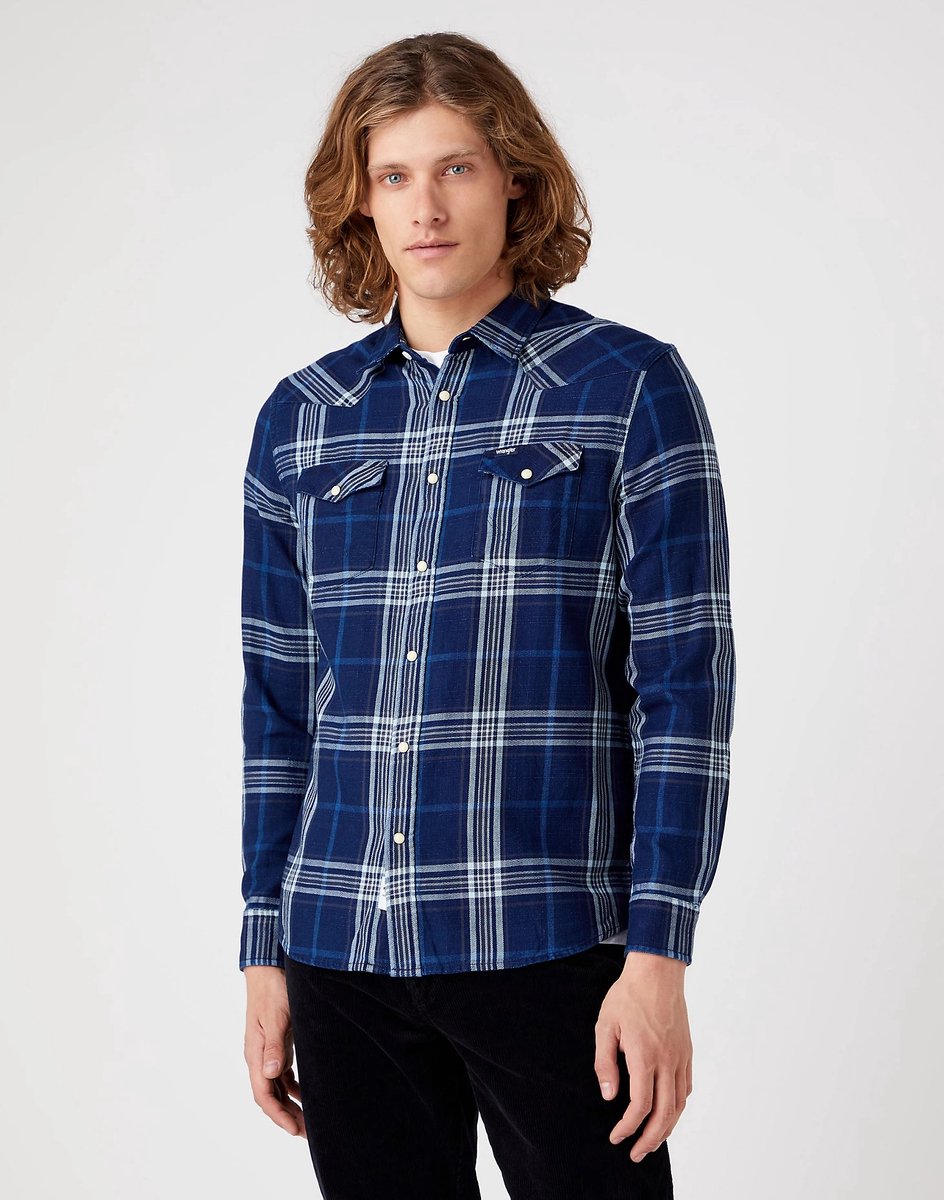 Wrangler WESTERN SHIRT DARK INDIGO S Blauw