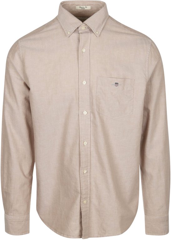 Chemise Gant Oxford beige - Taille XL - Homme - Chemises décontractées