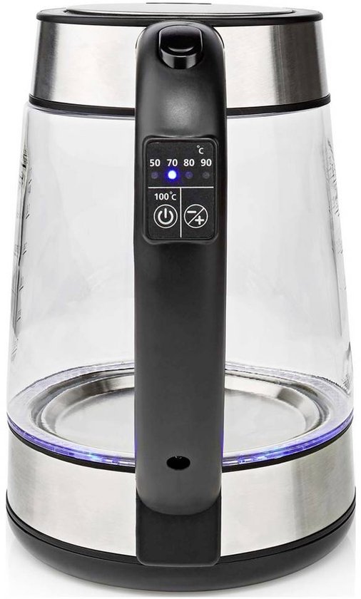 Nedis KAWK320EGS bouilloire 1,7 L 2200 W Acier inoxydable, Transparent