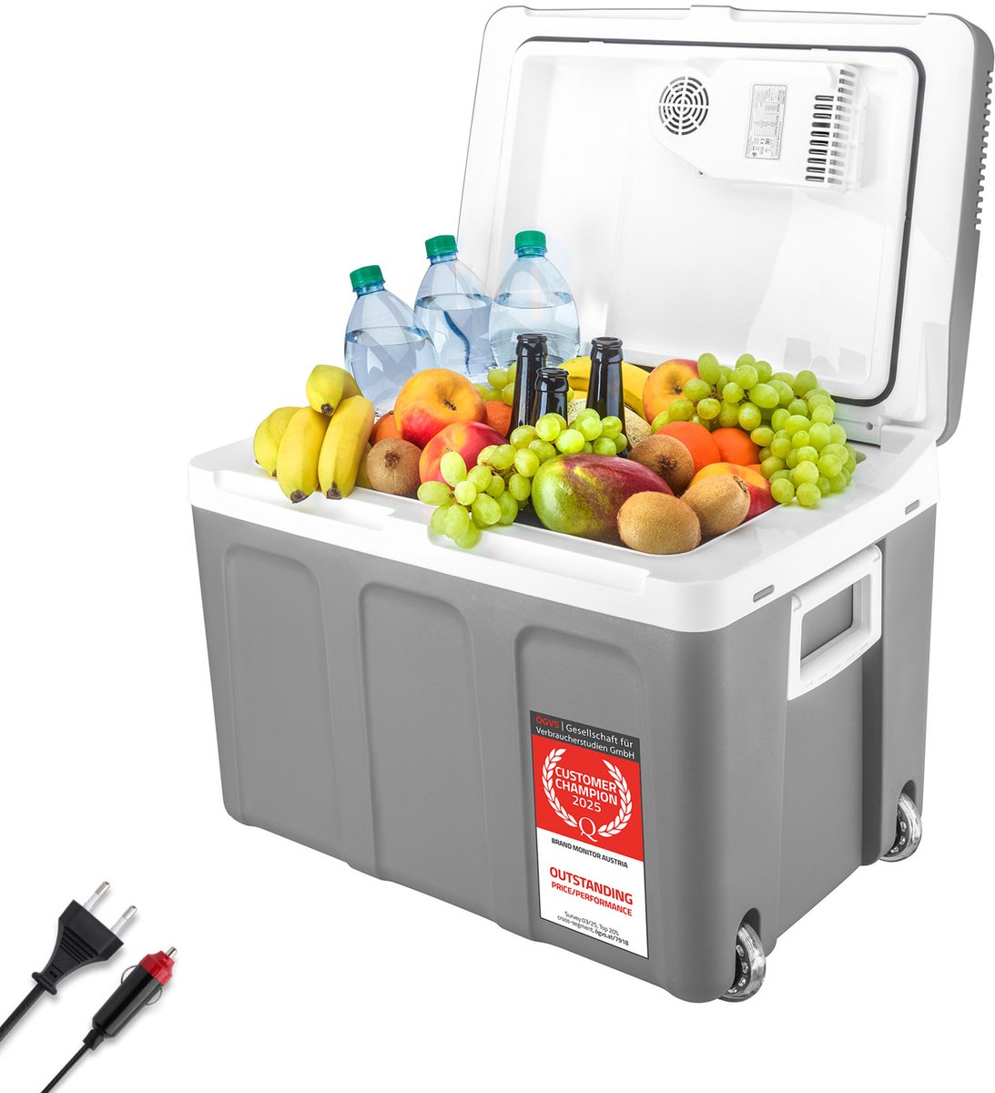 TZS First Austria 5170-2 Elektrische Koelbox met Wielen - 40 Liter - Grijs/Wit
