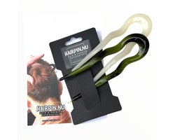 Hairpin-Haarstick-Haarspeld-Haaraccessoire-Haarmode-2stuks-groen-ivoor