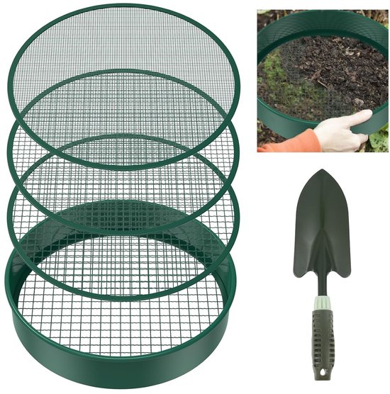 liuer Tuinzeef, 2 stuks, ronde zeef voor aarde, stenen, compost, zand, grind en zaden