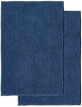 Badmat Anti-Slip Chenille - Super absorberend - 2 Stuks - Blauw - 50x80 cm