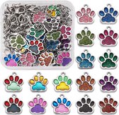 SUNNYCLUE 1 doos 60 stuks zilveren pootafdruk kralen bulk hond poot