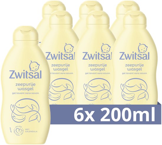 Zwitsal Zeepvrije Wasgel - Baby - helpt de natuurlijke huidbarrière te beschermen - 6 x 200 ml