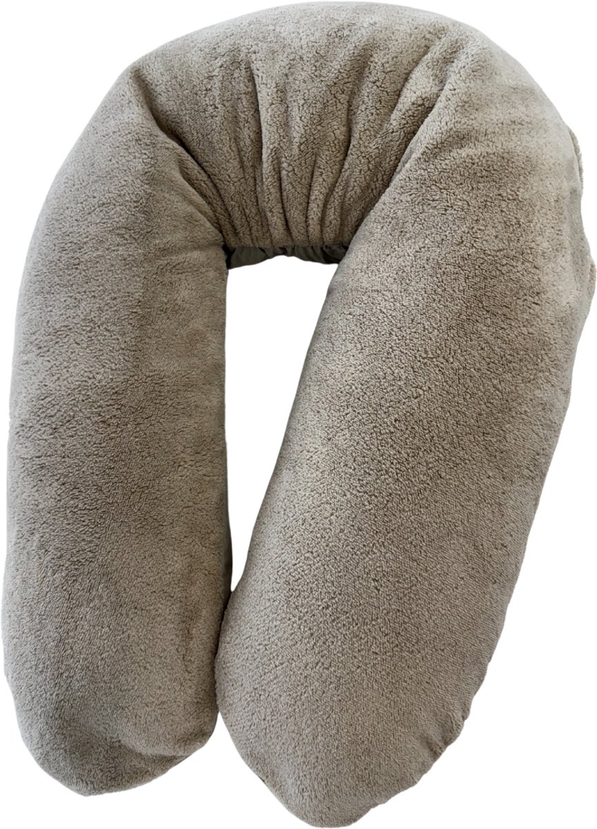 Hoes voor Form Fix XL voedingskussen - Body Pillow Kussensloop - Losse hoes zwangerschapskussen - Hoes zijslaapkussen - Teddy/Katoen - Beige