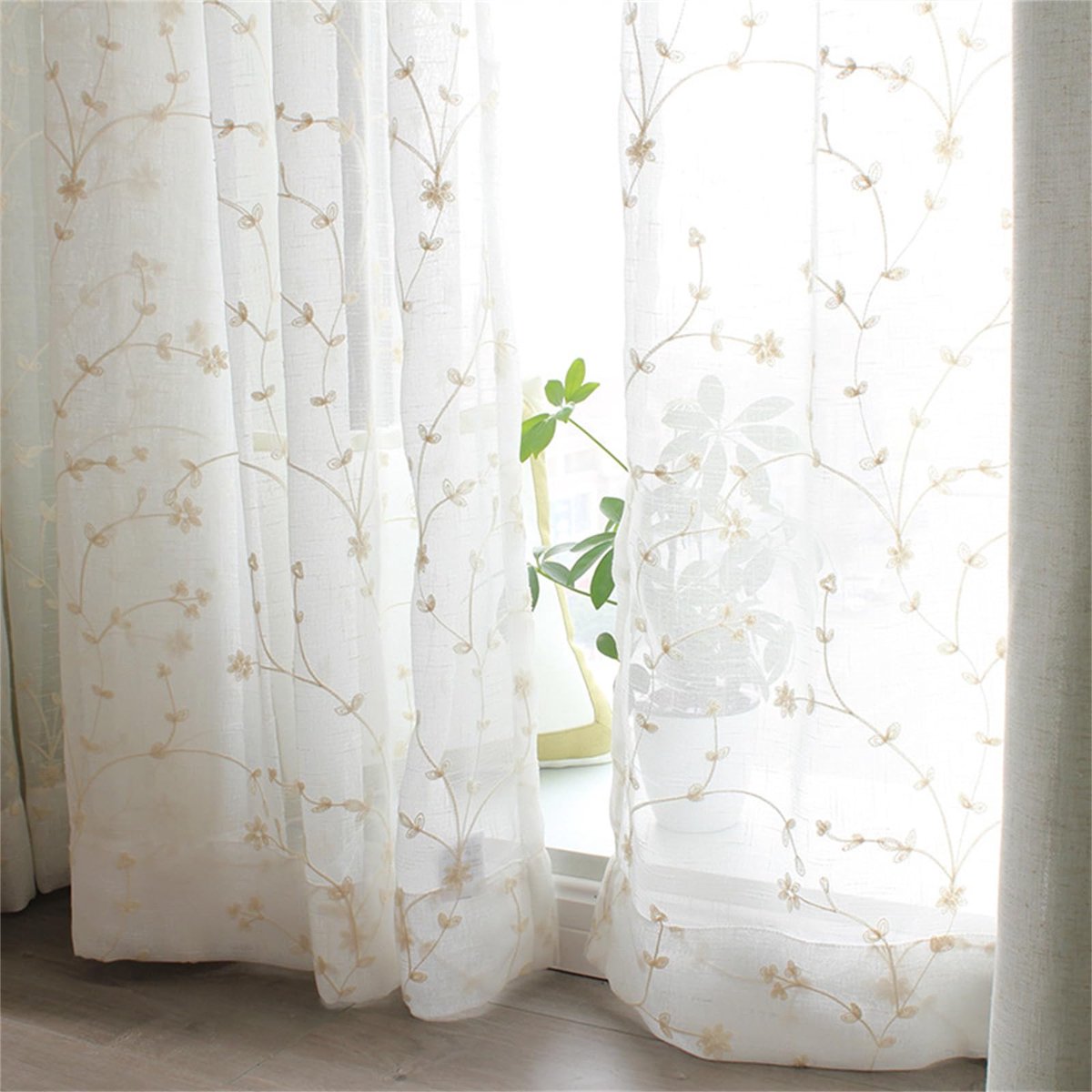 Ibenzoa® Boho Bloemen Gordijnen - Vintage Landelijk Woondecoratie 260x150cm (2 Stuks)